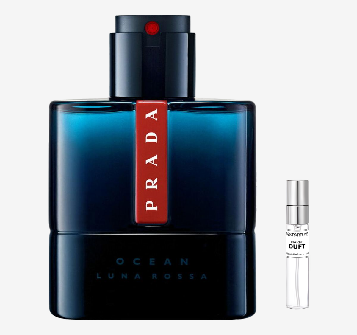 Prada - Ocean Luna Rossa Flakon und Probenflakon nebendran