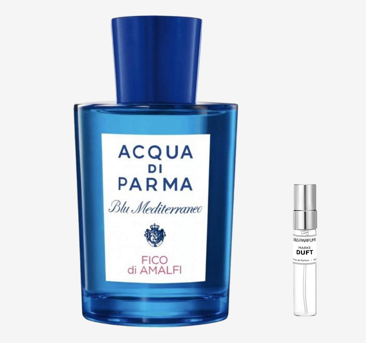 Acqua di Parma - Fico di Amalfi Flakon und Probenflakon nebendran