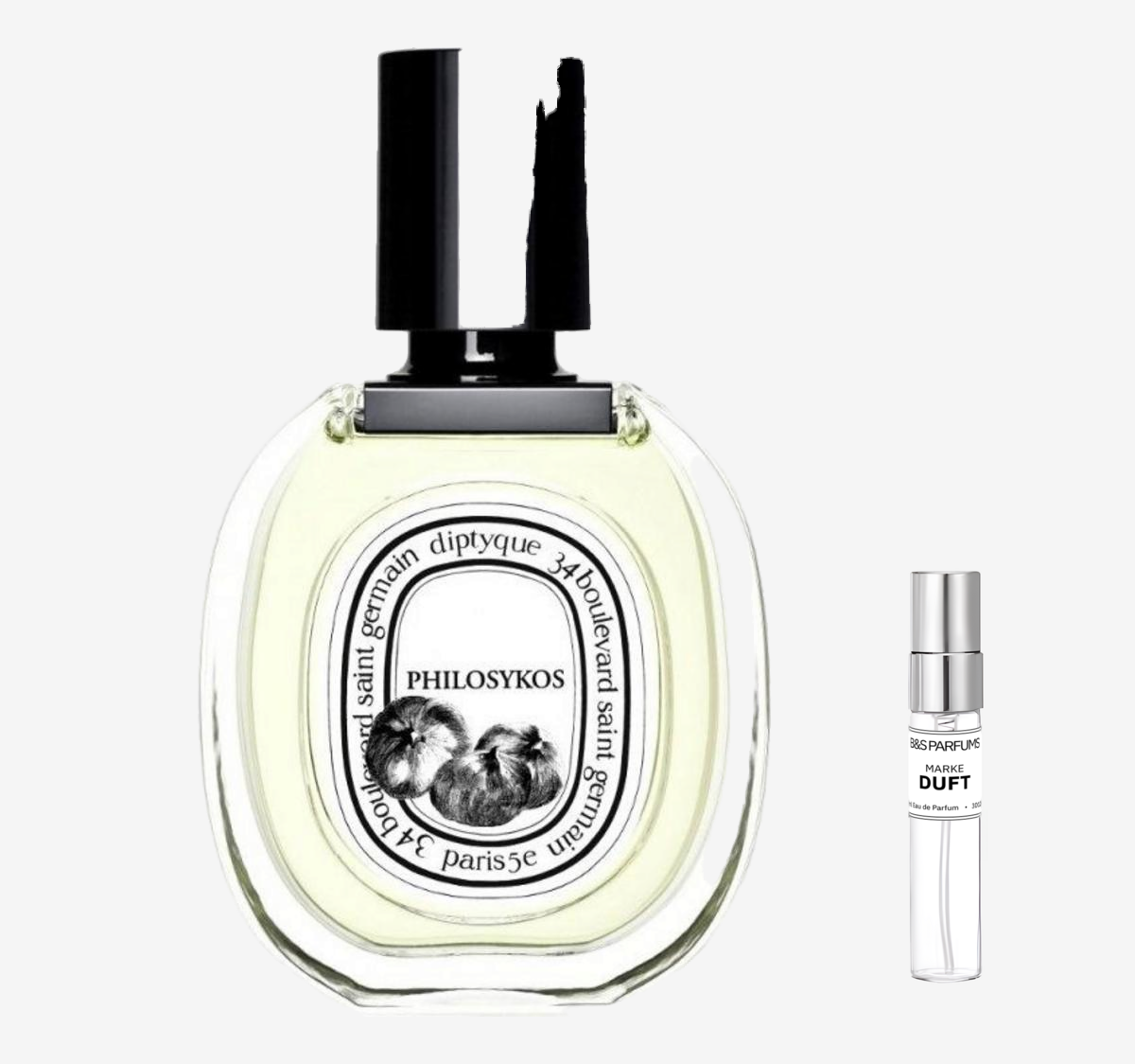 Diptyque - Philosykos Flakon und Probenflakon nebendran