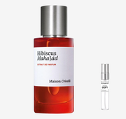 Maison Crivelli - Hibiscus Mahajád Flakon und Probenflakon nebendran