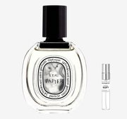 Diptyque - L'Eau Papier Flakon und Probenflakon nebendran